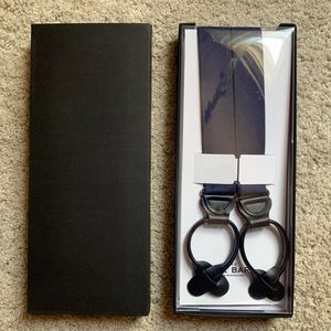 The Tie Bar Astute Solid Navy Suspenders